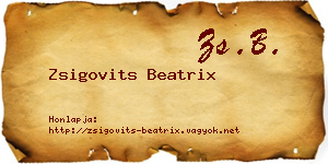 Zsigovits Beatrix névjegykártya