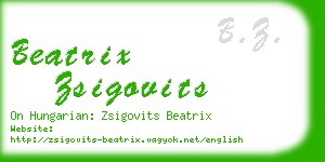 beatrix zsigovits business card